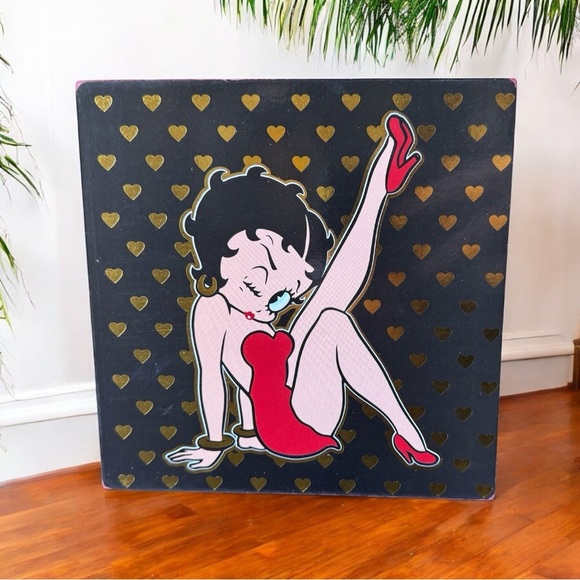 NEW Betty Boop Wall Art by Spoontiques - Gold Hearts & Red Dress - With Box! - Picture 1 of 11